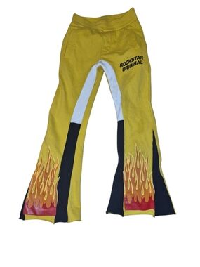 Rockstar Original Yellow Flame Kids Joggers